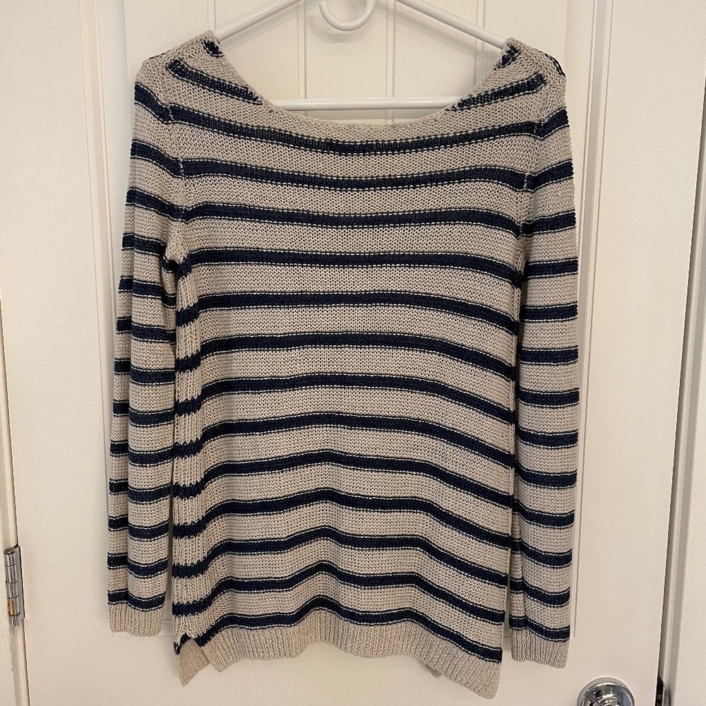 Vince Navy and Cream Striped Sweater
